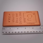 1 lb Copper Flat Bar Element Design w/Certificate of Authenticity by Mint State Gold