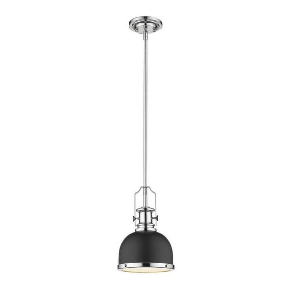 1 Light Mini Pendant in Restoration Style 8.25 inches Wide By 11.75 inches High-Matte Black/Chrome Finish Bailey Street Home 372-Bel-3173691