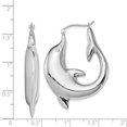 thumbnail image 5 of 925 Sterling Silver Rhodium-plated Dolphin Hoop Earrings, 5 of 5