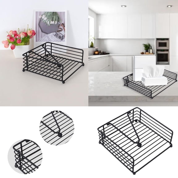 Flat Napkin Holder for Table Square Napkin Dispenser with Weighted Arm for Kitchen,Dining Room,Farmhouse Decor Elegant Lattice Paper Towel Holder for Countertop,Restaurant Outdoor Tables