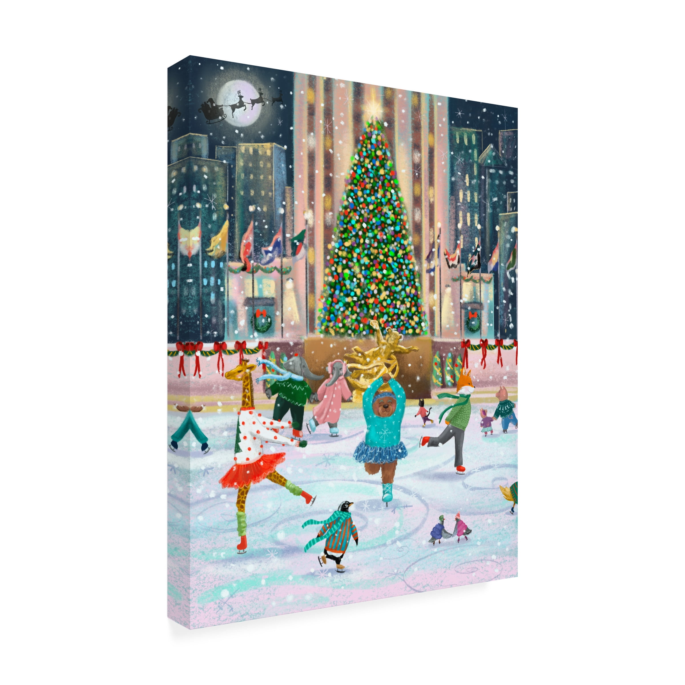 Christine Rotolo 'Animals Ice Skating At Rockefeller' Canvas Art