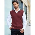 thumbnail image 4 of Coshow Men's Knitted Vest V neck Button Down Sleeveless Vest Casual Chunky Knit Cardigan, 4 of 5