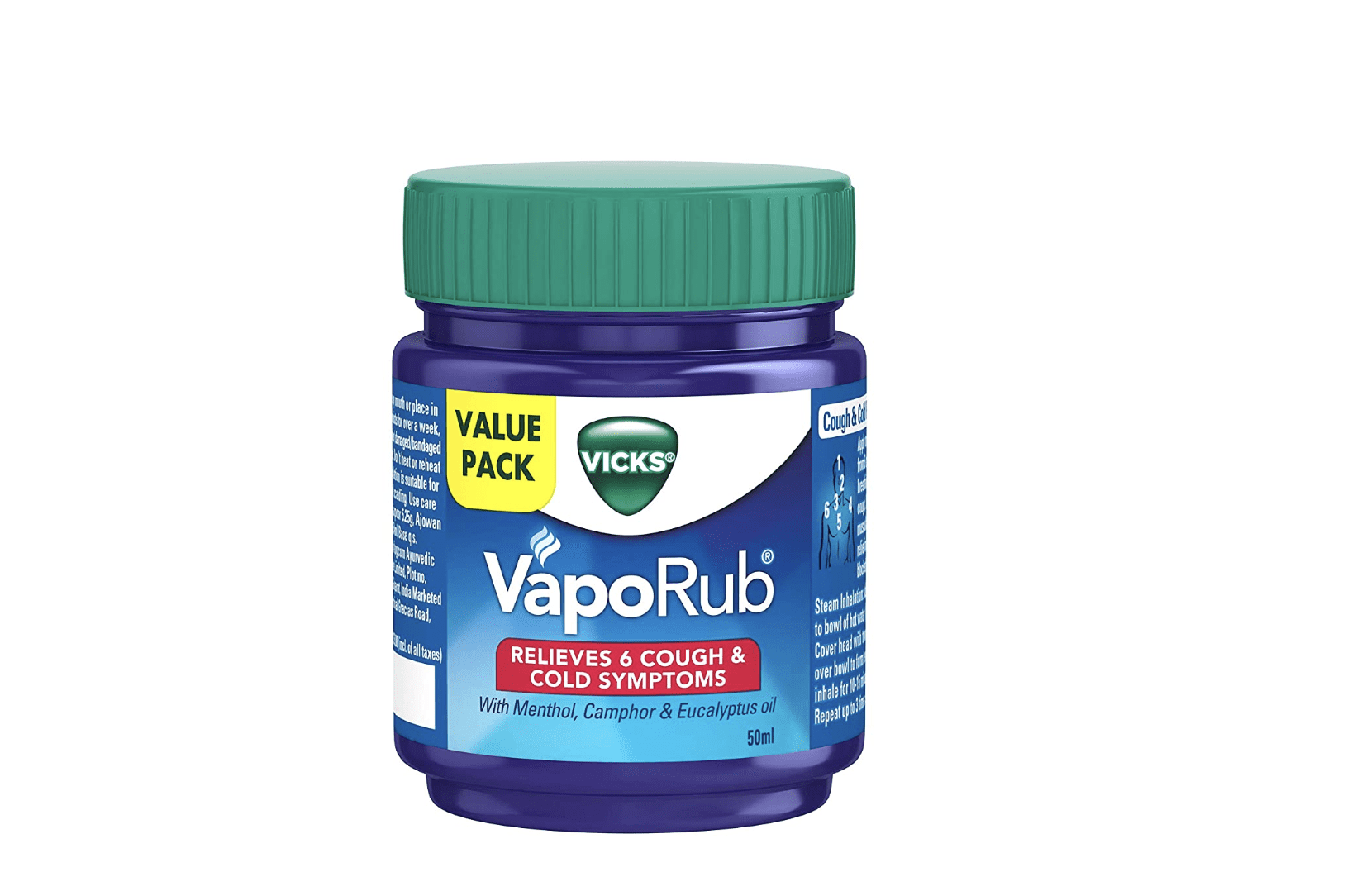 Vicks Vaporub 50ml, Relief From Cold, Cough, Blocked Nose, Headache, Body Ache, Muscular