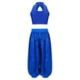 thumbnail image 2 of YiZYiF Casual Belly Dance Outfits for Kids Girls Sequins Sleeveless Mock Neck Keyhole Back Patchwork Blue 8, 2 of 7