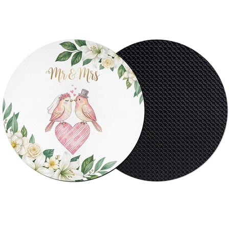 Birds Flowers Coasters Set of 2 Absorbent Coasters for Drinks Spring Wedding Love Heart Botanical Leaf Coaster for Desk Coffee Table Protection Home Decor House Warming Gifts 4