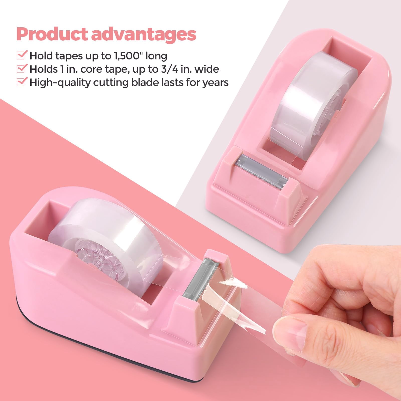 Pink Office Supplies Set  Pencil Holder For Desk Gel Pen Stapler Tape Dispenser Clips And 1000pcs Staples Decor Women Accessories