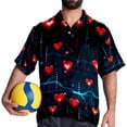 thumbnail image 4 of Valentine's Day Love ECG Men's Short Sleeve Poplin Beach Shirts, Casual Printed Button Down Summer Hawaiian Shirt - Unisex, 4 of 6
