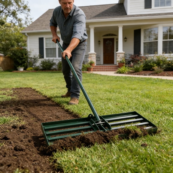 Garden Backyard Farmland Golf Course Compost Sand Leveling With 79.5 Long Handle Heavy Duty Tool Lawn Leveling Rake