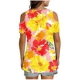 thumbnail image 7 of ZQUUVOU Women's T-Shirts Cold Sleeve Printed V-Neck Tunic Tops(Yellow,S), 7 of 7