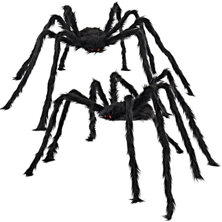 JOYIN 2 Pack 5Ft 63inches Halloween Outdoor Decorations Hairy Black Spider  Scary Giant Spider Fake Large Spider Hairy Spider Props for Halloween Yard Decorations Party Decor