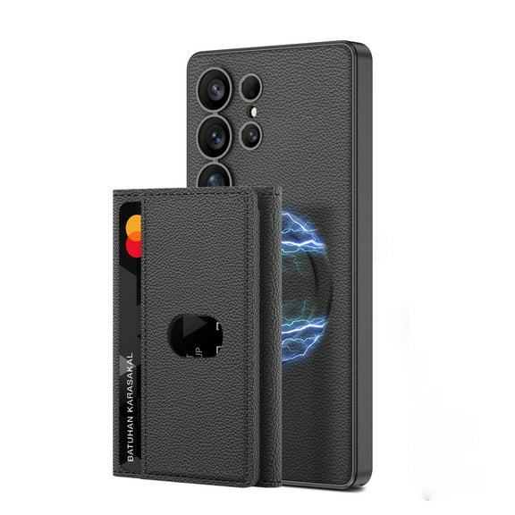 Case For Samsung Galaxy S25 Ultra, Vegan Leather Phone Cover Magnetic Split Wallet