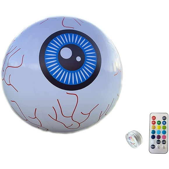 Halloween Inflatable Decor - 16 Inch LED Floatable Waterproof Inflatable Halloween Decorations with Remote Control 13 Colors 3 Dynamic Modes Adjustable Brightness (Eye)