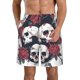 thumbnail image 1 of Balery Gothic Skulls And Roses Traje de Baño Estilo Hawaiano para Hombre, Shorts de Secado Rápido con Bolsillos-Large, 1 of 6