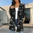 thumbnail image 2 of Idoravan Cardigans for Women Plus Sizes Spring Women's Jacket Daily Holiday Workout Crop Cardigan Open Stitch Coat Casual Long Sleeve Floral Print Top Black XXL, 2 of 7
