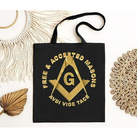 vintage NEW LIMITED Masonic F & AM Masons Square & Compass Freemason Tote Bag-TH17727