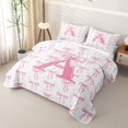 thumbnail image 3 of meiyoeat Pink Bow Quilt Full For Girls,Coquette Bowtie Monogrammed A Print Full Bedspread Sets For Kids,3-Piece, 3 of 7