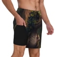 thumbnail image 2 of Yiaed Cute Leaf Animal Print Mens Swim Trunks Bathing Suit Compression Liner Beach Swim Shorts Swimwear Quick Dry Zipper Pocket No-Chafing Board Short-X-Large, 2 of 6