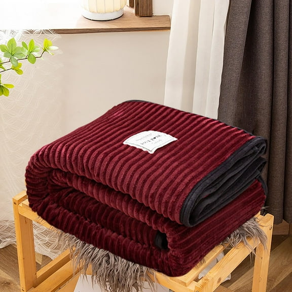Fnyoxu VelvVelvet Throw Blanket with Contrast Trim - Thickened Milk Velvet All Seasons Nap Blanket for Sofa, Office, Pets & Travel