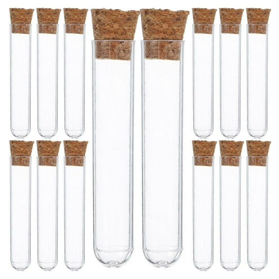 Clear Plastic Test Tubes with Cork Stoppers for Labs 40 Pieces Transparent Spice Storage Tubes