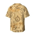 thumbnail image 6 of PAYOHTO Vintage Globe Compass World Map Mens Hawaiian Casual Short-sleeved Shirt Tropical Summer Beach Button Down Shirts, 6 of 7