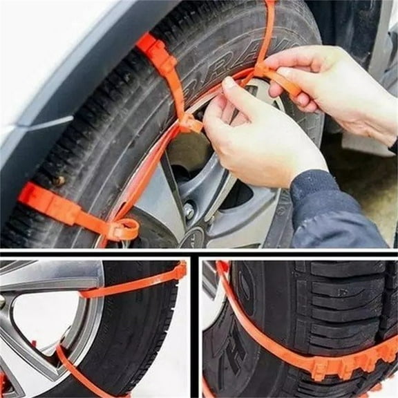 ddioayh Snow Tire Chain,Reusable Portable Adjustable Plastic Non-slip Cable Tie,Universal Emergency Tire Chains for Winter Driving, Security Chains Fit for Most Car Sedan SUV Truck