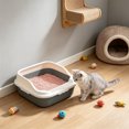 thumbnail image 2 of Plastic Cat Litter Box,12.2x8.3x6.3 Inch Open Top High-Sides Litter Pan Including Scoop,Large Odor-Free Low Entrance for Senior & All Cats,Gray, 2 of 7