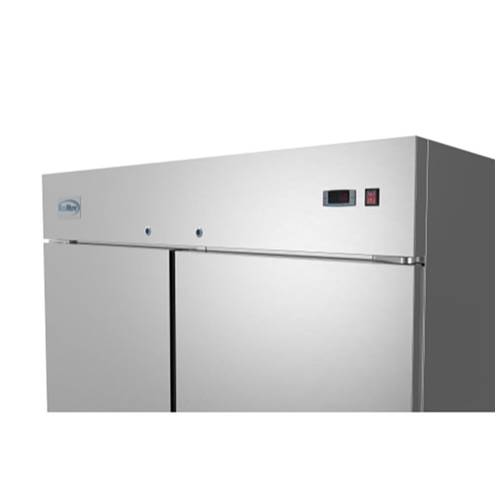 Pemberly Row 54" 2 Door Stainless Steel Upright Reach-in Freezer in Silver