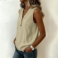 thumbnail image 6 of Bosfbaoi Womens Blouse V Neck Henley Relaxed Fit Sleeveless Stitch Detail Solid Casual Chic Tank Tops for Women, 6 of 9