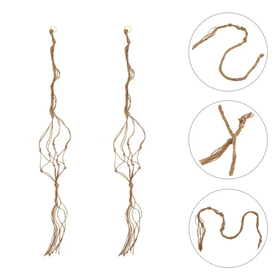 2 Pcs Hanging Basket Net Bag Plant Hanger Jute Hangers Indoor/Outdoor