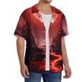 thumbnail image 2 of Sikiie Red Moon Lava Men's Wrinkle Free Untucked Cuban Shirt Business Casual Button Down Shirts Short Sleeve ShirtMedium, 2 of 5