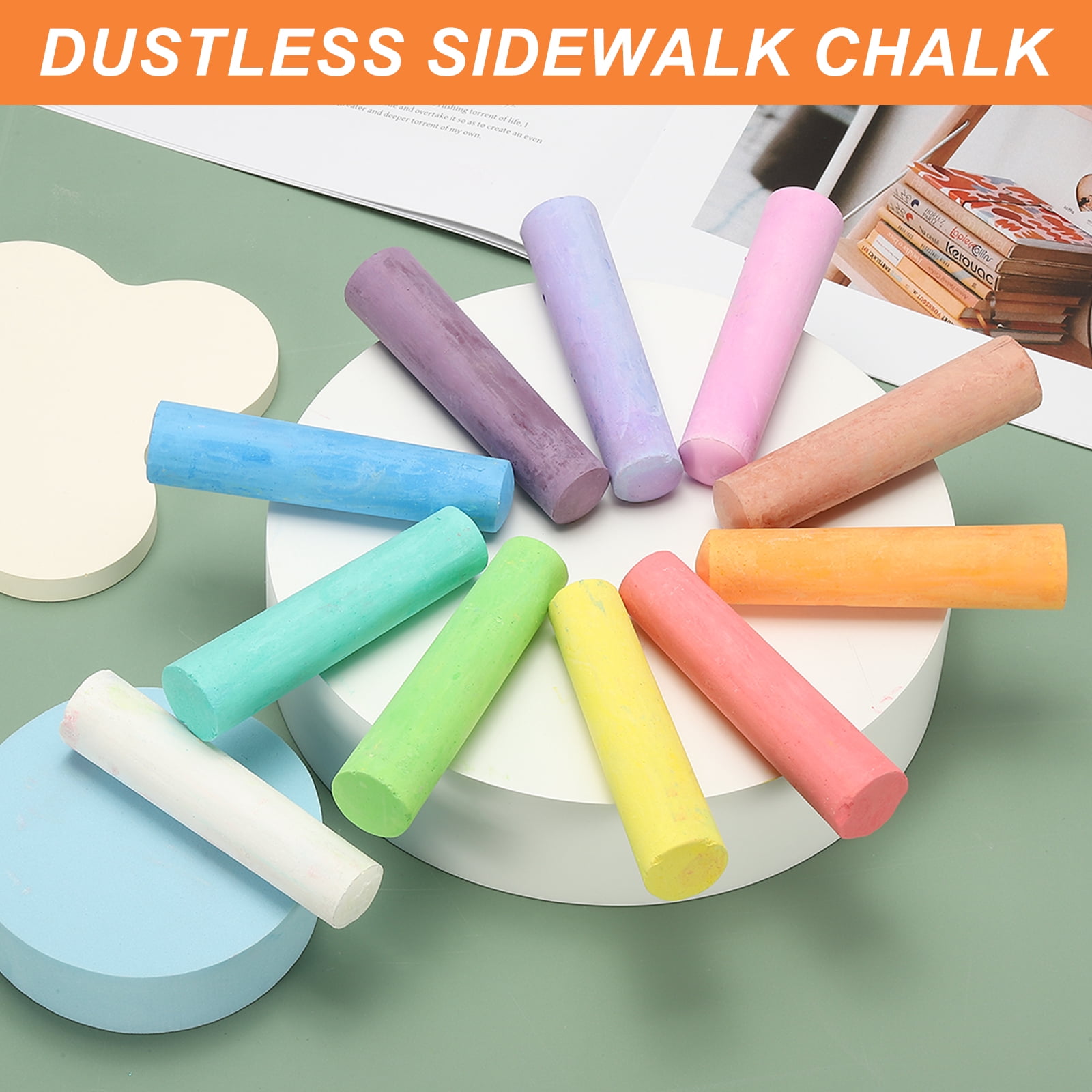 20 PCS Dustless Chalk, White Sidewalk Chalk Large Solid Huge Washable Street Chalk for Outdoor Adults Painting Graffiti Art