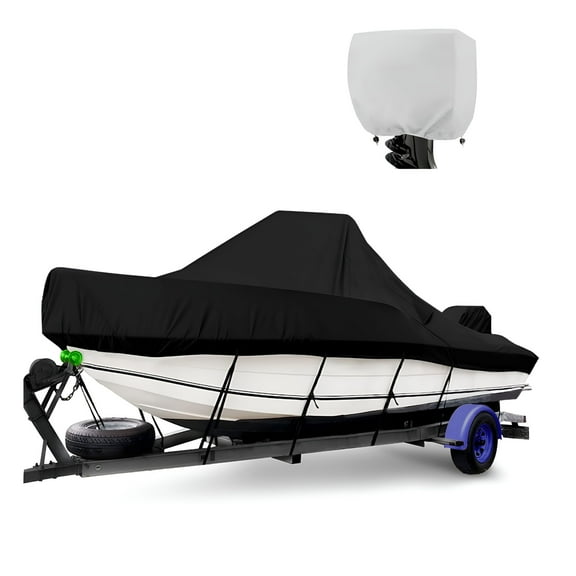 MELIVO Center Console Boat Cover,Waterproof Heavy Duty Trailerable Cover for Center Console Boat,Marine Grade Uv Resistant Polyester Canvas with Tie Down Straps & Storage Bag