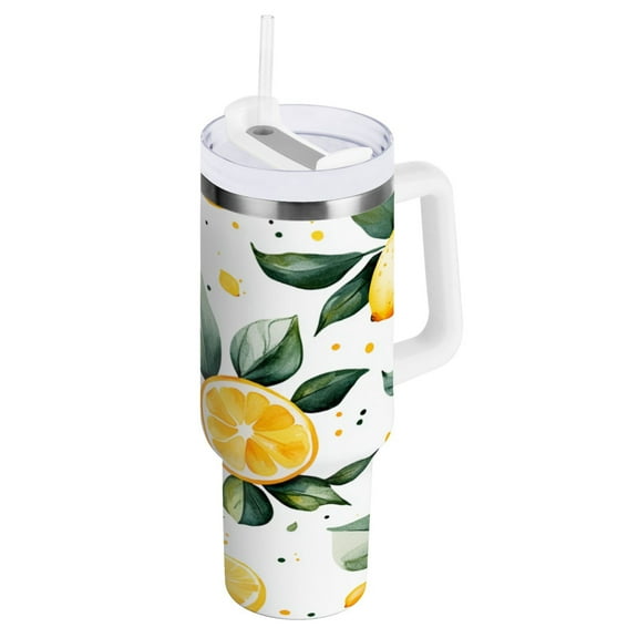 Lemon Insulated Tumblers 40oz Double-Walled Stainless Steel Water Bottles Car Handle