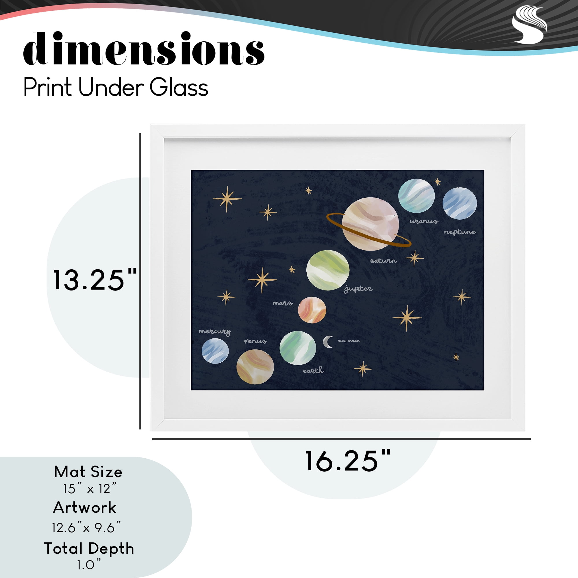 Stupell Industries Educational Space System White Framed Print Under Glass, design by Lil' Rue