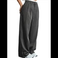 thumbnail image 2 of Pantalones Anchos y Holgados para Mujer, Estilo Palazzo Harén, Informales, A Rayas, con Cintura Elástica y Bolsillos Gris S, 2 of 7