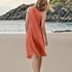 thumbnail image 3 of Vestido sin mangas estampado de lino para mujer: largo hasta la rodilla, estampado floral, bolsillos, ropa de verano para la playa., 3 of 7