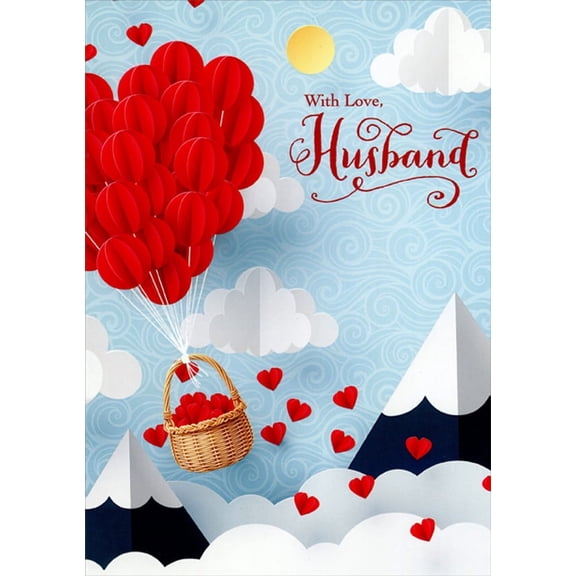 Designer Greetings Origami Heart Shaped Hot Air Balloon and Basket Sweetest Day Card for Husband