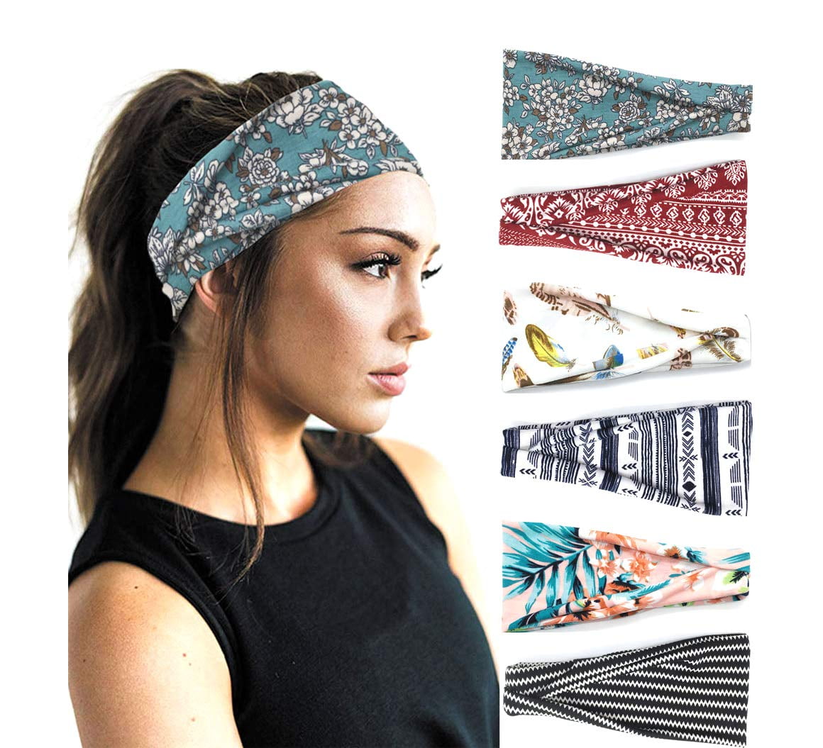 Fully Set of 6 Pcs Sports Head Bands for Women Sports Headbands for Gym