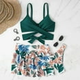 thumbnail image 2 of Fesfesfes Women's Printed Straped Bikini Set Three Pieces Swimsuit Thong Bottom Bikini Set with Skirts Beachwear Gifts for Her, 2 of 6