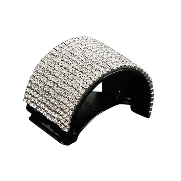 Valentine's Day Gifts for Woman Women Girls Round Crystal Hairpin Hair Claw Acrylic Jaw Ponytail Clip Grip Clamp Black