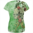 thumbnail image 2 of St. Patricks Day Deadly Wild Irish Rose Skull Tattoo All Over Womens T Shirt, 2 of 2