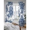 thumbnail image 3 of Sheer Curtains 108 inches Long, Abstract Paisley Pattern Retro Blue Ethnic Flowers Light Filtering Sheer Window Curtains Rod Pocket Voile Drapes for Bedroom Living Room, 52"W x 108"L 2 Panels, 3 of 7