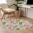 thumbnail image 4 of Round Rugs 3.3Ft, Summer Slippers Round Area Rug Washable Indoor Throw Carpet, Watercolor Flip Flops Ocean Beach Light Brown Soft Non Slip Circle Rug for Laundry Room Patio Home Decor Aesthetic, 4 of 8