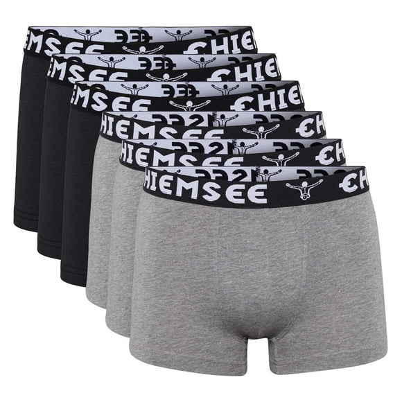 CHIEMSEE Calzoncillos para Hombre, Paquete de 6 - Calzoncillos, Cintura con Logotipo, Color sólido Negro/gris M (Medium)