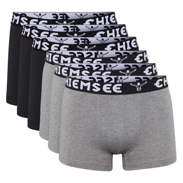 CHIEMSEE Calzoncillos para Hombre, Paquete de 6 - Calzoncillos, Cintura con Logotipo, Color sólido Negro/gris M (Medium)