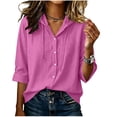 thumbnail image 5 of Purcolt Cotton Linen Hoodies for Women Button Down Sun Protection Tops Casual Summer Collared Beach Vacation Gauze Blouses, 5 of 7