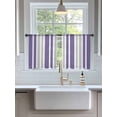 thumbnail image 3 of Sheer Curtains 54 Inch Length 2 Panels Set for Kitchen, Purple Grey Stripe Semi Sheer Curtains for Windows, Farmhouse Minimalist Striped Voile Window Treatments Rod Pocket Curtain, 3 of 7