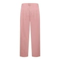 thumbnail image 3 of Womens High Rise Pants Straight Fit Casual Fall Fashion Trouser Pant with Pockets Solid Color Chinos Pants (M, Pink), 3 of 5
