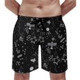 thumbnail image 1 of Bright Star Board Shorts Hot Sale Black Silver Shiny Stars Print Design Beach Shorts Men's Drawstring Pattern Swimming Trunks, 1 of 5