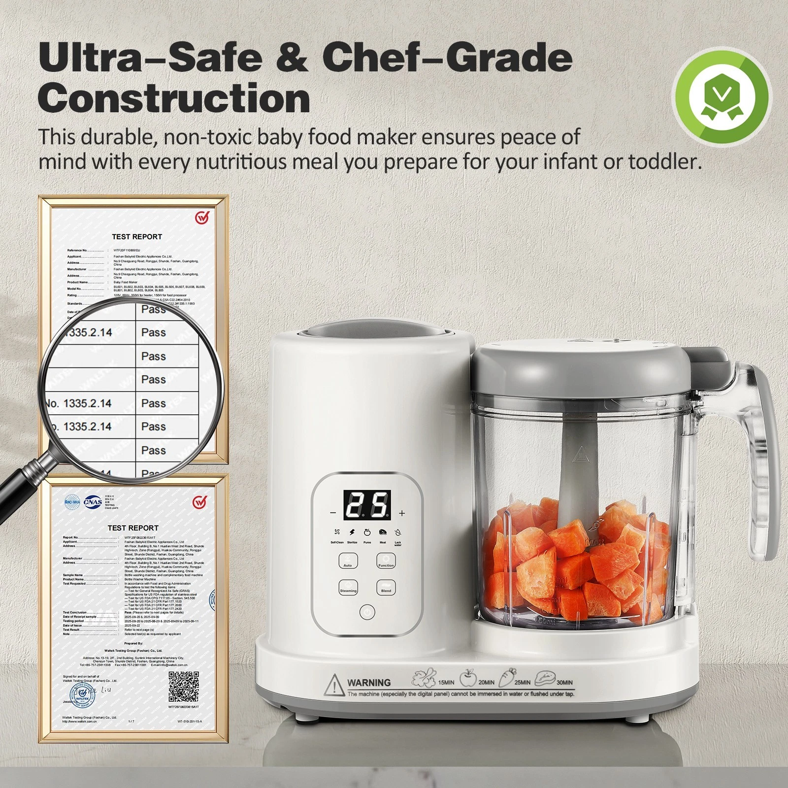 Baby Food Maker | Baby food Processor | All-in-One Baby Food Puree Blender Steamer Grinder Mills Machine Auto Cooking & Grinding with Self Cleans Touch Screen LCD Display, BPA Free